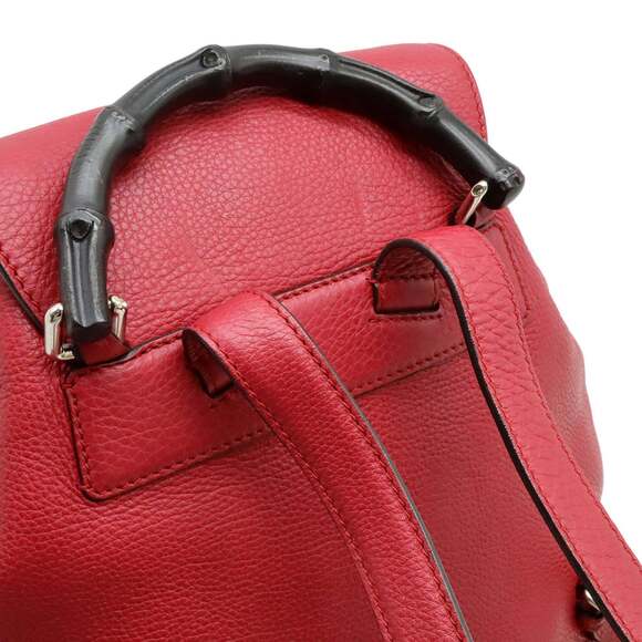 GUCCI Authentic Red Leather Bamboo Shoulder Bag - Picture 5 of 10